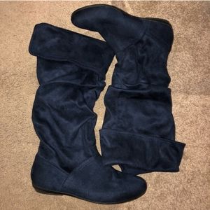 Navy Suede Winter Boots